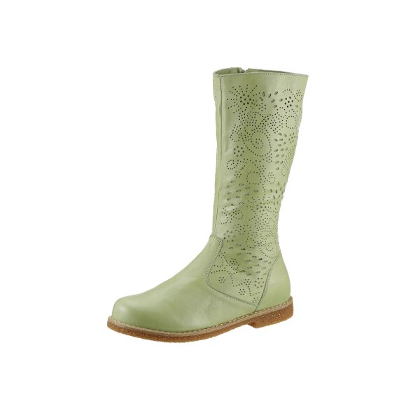 Buty ze skóry bydlęcej nappa z wycięciami, kolor trzcinowy zielony