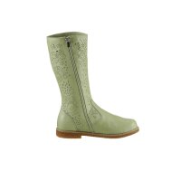 Rind-Nappaleder-Stiefel m.Cut-out-Dessin, schilfgrün
