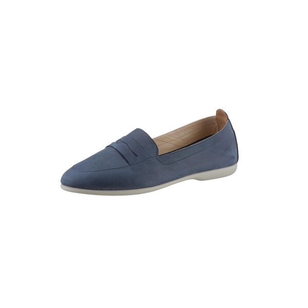 Rind-Nubukleder-Slipper, jeansblau