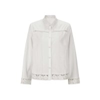 Hemdbluse m. Spitze, ecru
