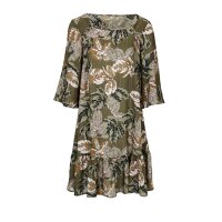 Designer-Druckkleid, oliv-bunt