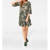 Designer-Druckkleid, oliv-bunt