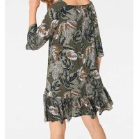Designer-Druckkleid, oliv-bunt