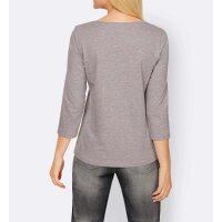 Designer-Shirt m. Zierperlen, steingrau