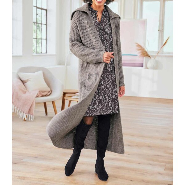 Knit coat, stone grey - blend