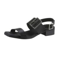 Rind-Nappaleder-Sandalette, schwarz