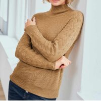 Designer-Stehkragenpullover, camel