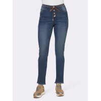 Jeans with belt, blue-bleached