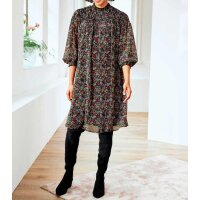Designer-Druckkleid, eisblau-schwarz-rot