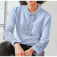 Designer-Sweatshirt m. Spitzeneinsatz, eisblau