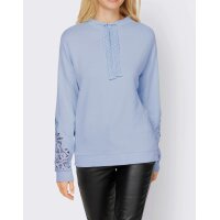 Designer-Sweatshirt m. Spitzeneinsatz, eisblau