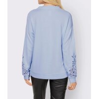 Designer-Sweatshirt m. Spitzeneinsatz, eisblau