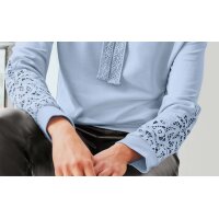 Designer-Sweatshirt m. Spitzeneinsatz, eisblau