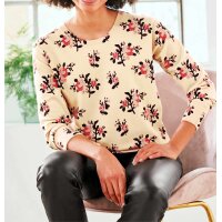 Designer-Druckpullover, elfenbein-altrosa