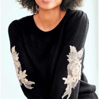 Designer-Pullover m. Spitze, schwarz