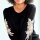 Designer-Pullover m. Spitze, schwarz