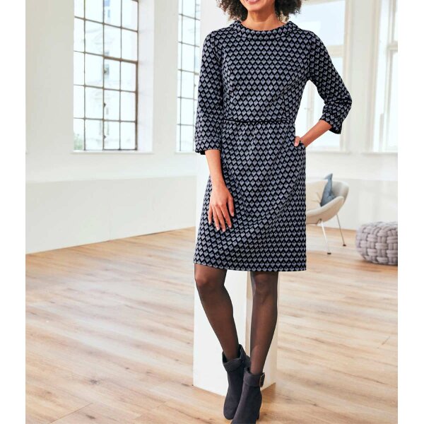 Dress, navy-smoke blue-pattern