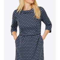 Dress, navy-smoke blue-pattern