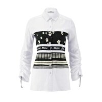 Hemdbluse, weiß-schwarz