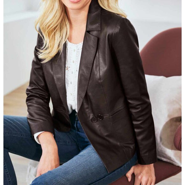 Lamb nappa blazer, brown