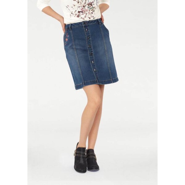 Denim skirt with embroidery, blue used