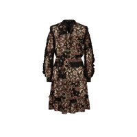Designer-Paisley-Dessin-Kleid, schwarz-rotbraun
