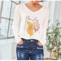 Sweter z nadrukiem foliowym, ecru