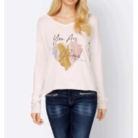 Designer-Pullover m.Folien-Druck, ecru