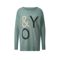 Designer-Pullover m. Applikation, jade