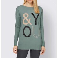 Designer-Pullover m. Applikation, jade
