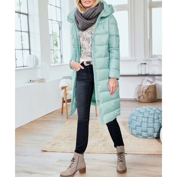 Quilt coat with hood, chalk mint