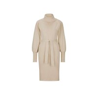 Designer-Rollkragen-Strickkleid, sand-meliert