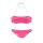 Marken-Bandeau-Bikini, pink-weiß, C/D-Cup