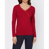 Designer-Wickeloptikpullover m. Spitze, rot