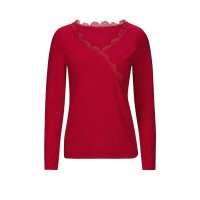 Designer-Wickeloptikpullover m. Spitze, rot