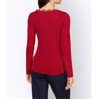 Designer-Wickeloptikpullover m. Spitze, rot