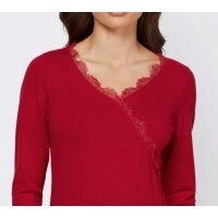 Designer-Wickeloptikpullover m. Spitze, rot