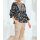 Designer-Druckbluse, schwarz-rauchblau