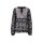 Designer-Druckbluse, schwarz-rauchblau