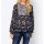 Designer-Druckbluse, schwarz-rauchblau