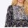 Designer-Druckbluse, schwarz-rauchblau