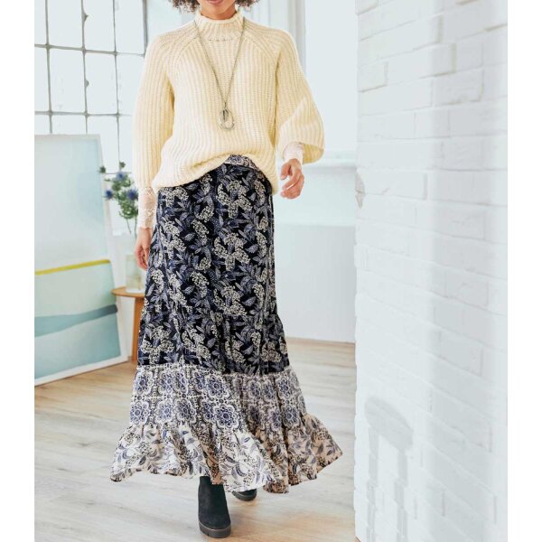 Flounce skirt, black-smoke blue