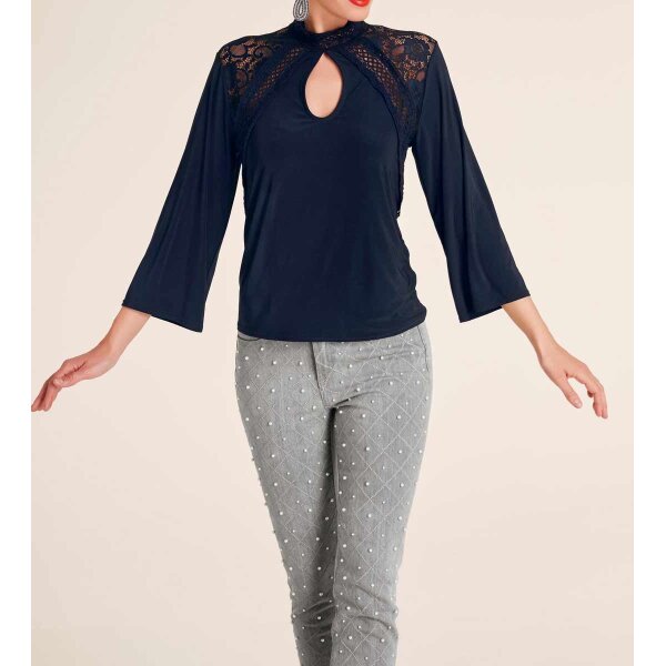Nėriniuoti marškiniai, tamsiai mėlyni