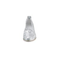 Rind-Leder-Slipper, weiß-silber