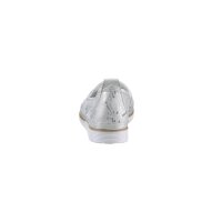 Rind-Leder-Slipper, weiß-silber
