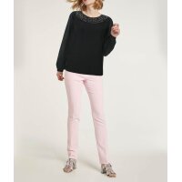 Chiffonbluse m. Perlen-Stickerei, schwarz