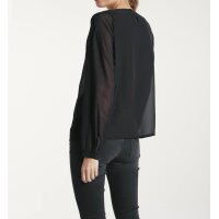 Chiffonbluse m. Perlen-Stickerei, schwarz