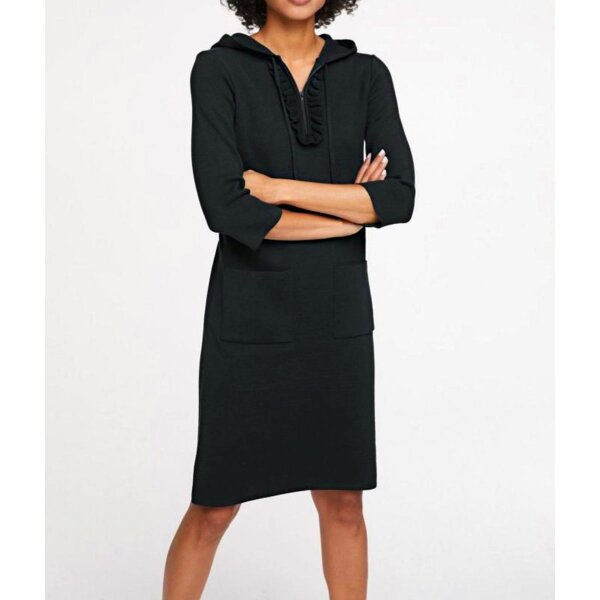 Designer-Strickkleid m. Kapuze, schwarz