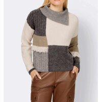 Patch design sweater, beige-grey