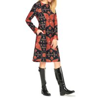Designer-Druckkleid, terra-schwarz